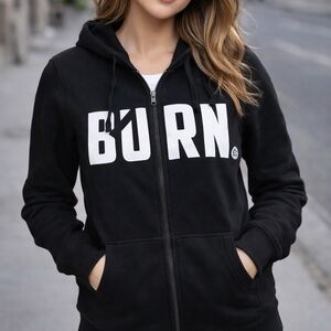 ALO Yoga Black BURN Zip-Up Hoodie